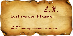Lozinberger Nikander névjegykártya